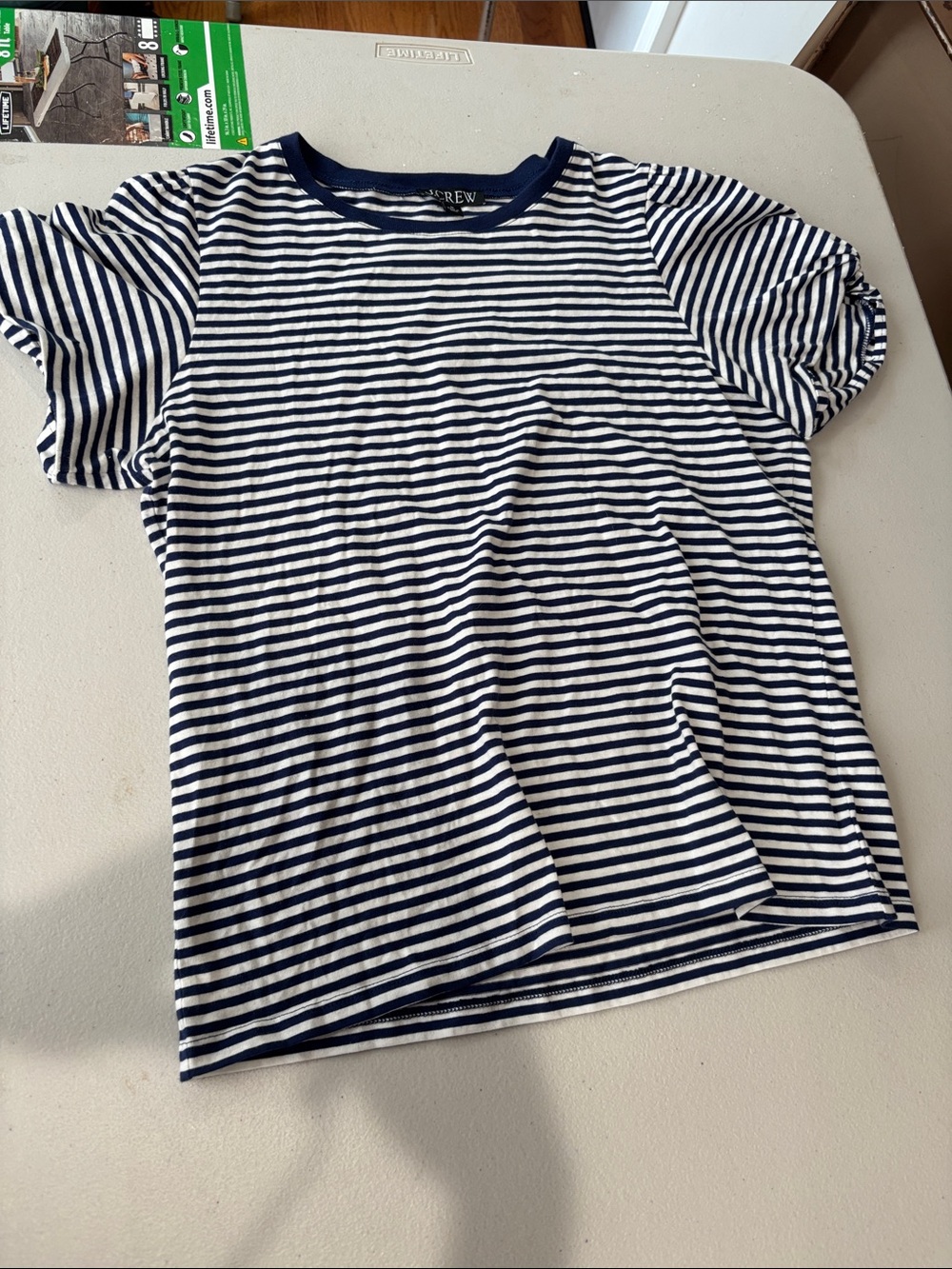 J. Crew Navy & White Striped Short Sleeve Tee
